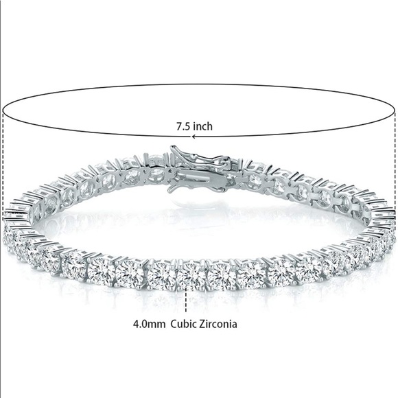 14K white gold plated cubic zirconia 7.5 inch Tennis Bracelet(read description) - Picture 3 of 6